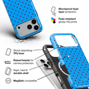 Tiny Polka Dots, Electric Blue - Shockproof MagSafe iPhone Case