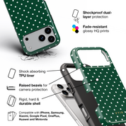 Tiny Polka Dots, Forest Green - Shockproof Phone Case