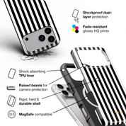 Vertical Stripes, Black and White - Shockproof MagSafe iPhone Case