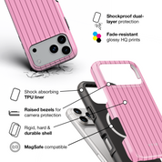 Vertical Stripes, Blush Pink - Shockproof MagSafe iPhone Case