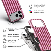 Vertical Stripes, Candy Pink - Shockproof MagSafe iPhone Case