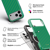 Vertical Stripes, Goldline Green - Shockproof MagSafe iPhone Case