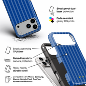 Vertical Stripes, Mediterranean Blue - Shockproof Phone Case