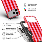 Vertical Stripes, Red Blush - Shockproof MagSafe iPhone Case
