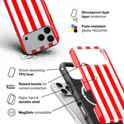 Vertical Stripes, Red Silk - Shockproof MagSafe iPhone Case