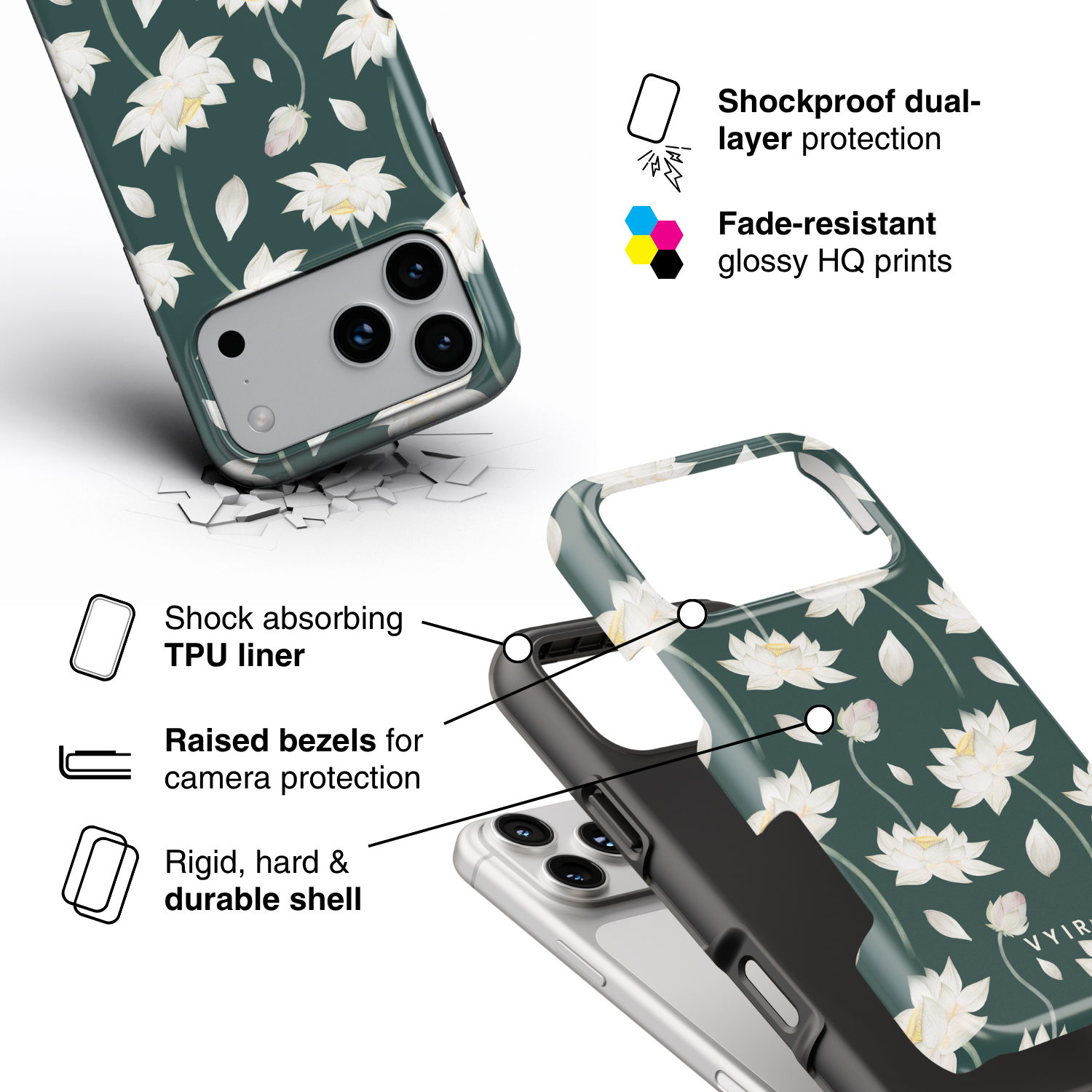 White Lotus Drift - Shockproof Phone Case
