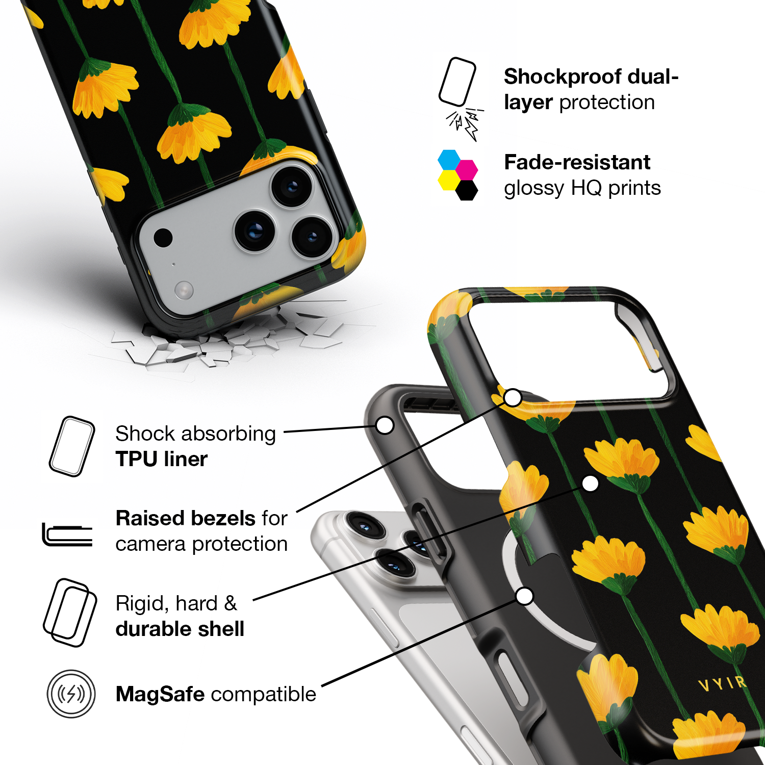 Sunflower Bloom - Shockproof MagSafe iPhone Case