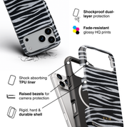 Zebra Gleam Silver - Shockproof MagSafe iPhone Case