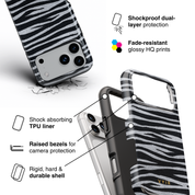 Zebra Gleam Silver - Shockproof Phone Case