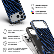 Zebra Luxe, Indigo Blue - Shockproof Phone Case