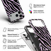 Zebra Luxe, Light Purple - Shockproof Phone Case