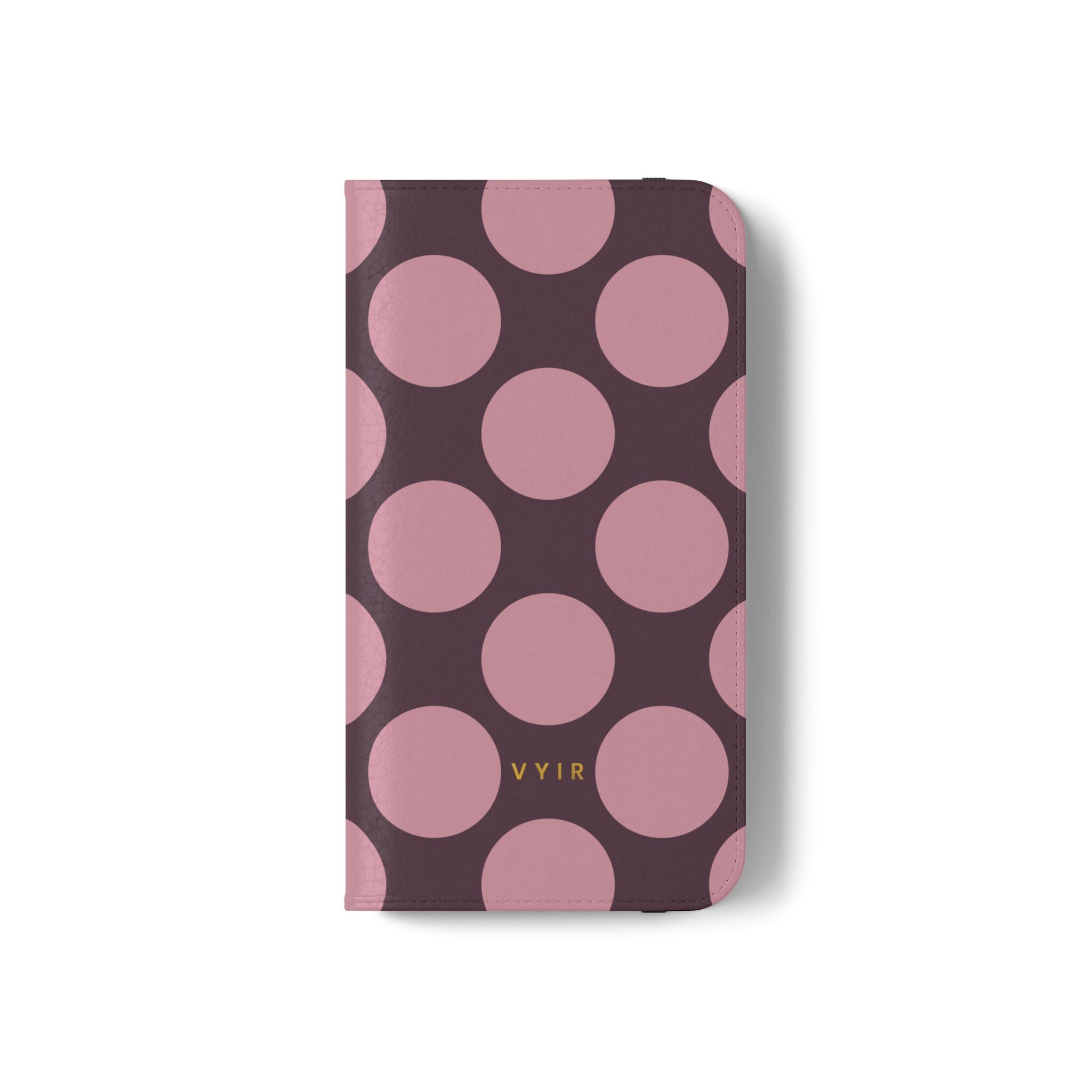 iPhone 12 Pro Vegan Leather Wallet Case – Pink Plum Polka Dot Design - VYIR