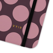 iPhone 12 Pro Vegan Leather Wallet Case – Pink Plum Polka Dot Design - VYIR