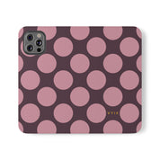 iPhone 12 Pro Vegan Leather Wallet Case – Pink Plum Polka Dot Design - VYIR