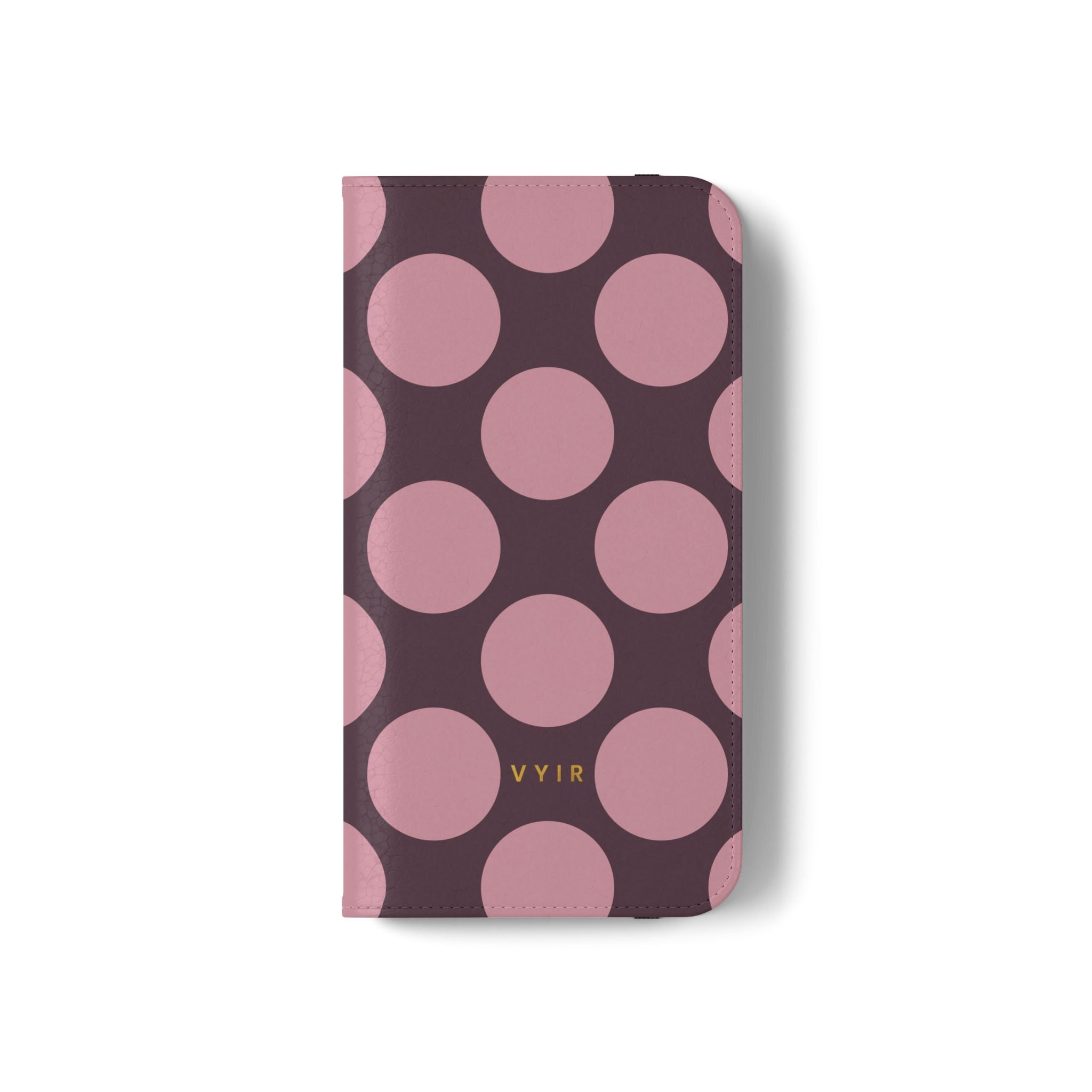iPhone 11 Pro Vegan Leather Wallet Case – Pink Plum Polka Dot Design - VYIR