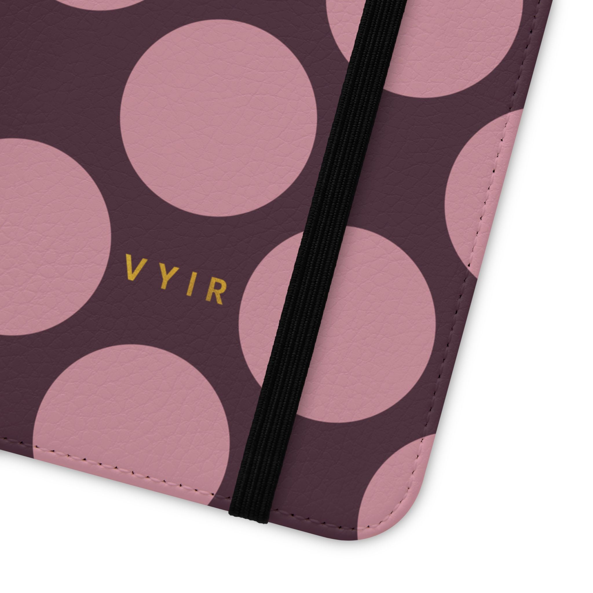Samsung Galaxy S22 Vegan Leather Wallet Case – Pink Plum Polka Dot Design - VYIR