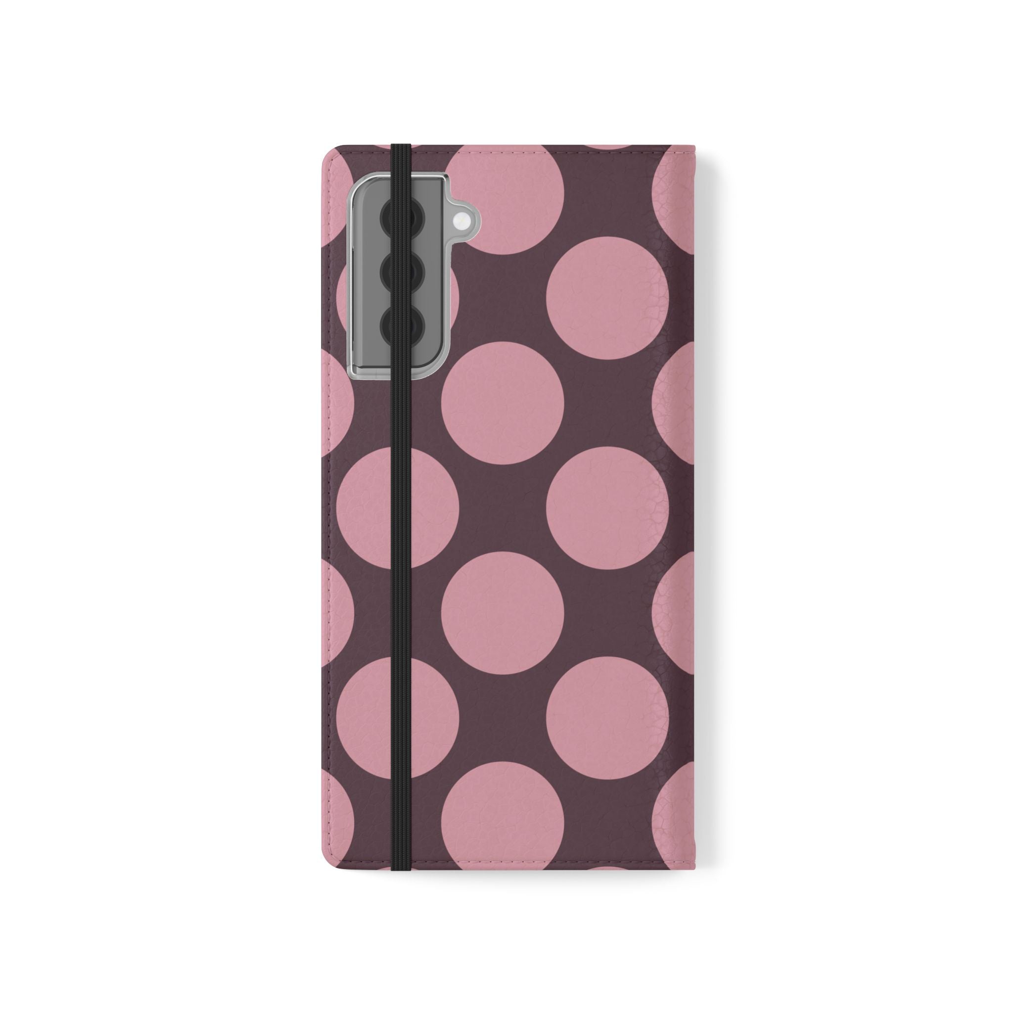 Samsung Galaxy S21 Plus Vegan Leather Wallet Case – Pink Plum Polka Dot Design - VYIR