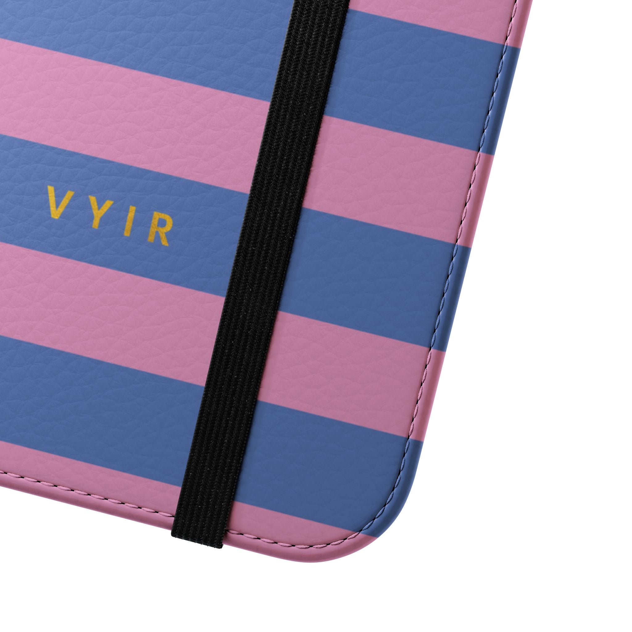 iPhone 17 Pro Max Vegan Leather Wallet Case – Periwinkle Dream Striped Design - VYIR
