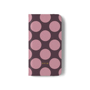 Samsung Galaxy S22 Plus Vegan Leather Wallet Case – Pink Plum Polka Dot Design - VYIR