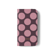 iPhone 13 Mini Vegan Leather Wallet Case – Pink Plum Polka Dot Design - VYIR