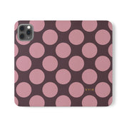 iPhone 11 Pro Max Vegan Leather Wallet Case – Pink Plum Polka Dot Design - VYIR
