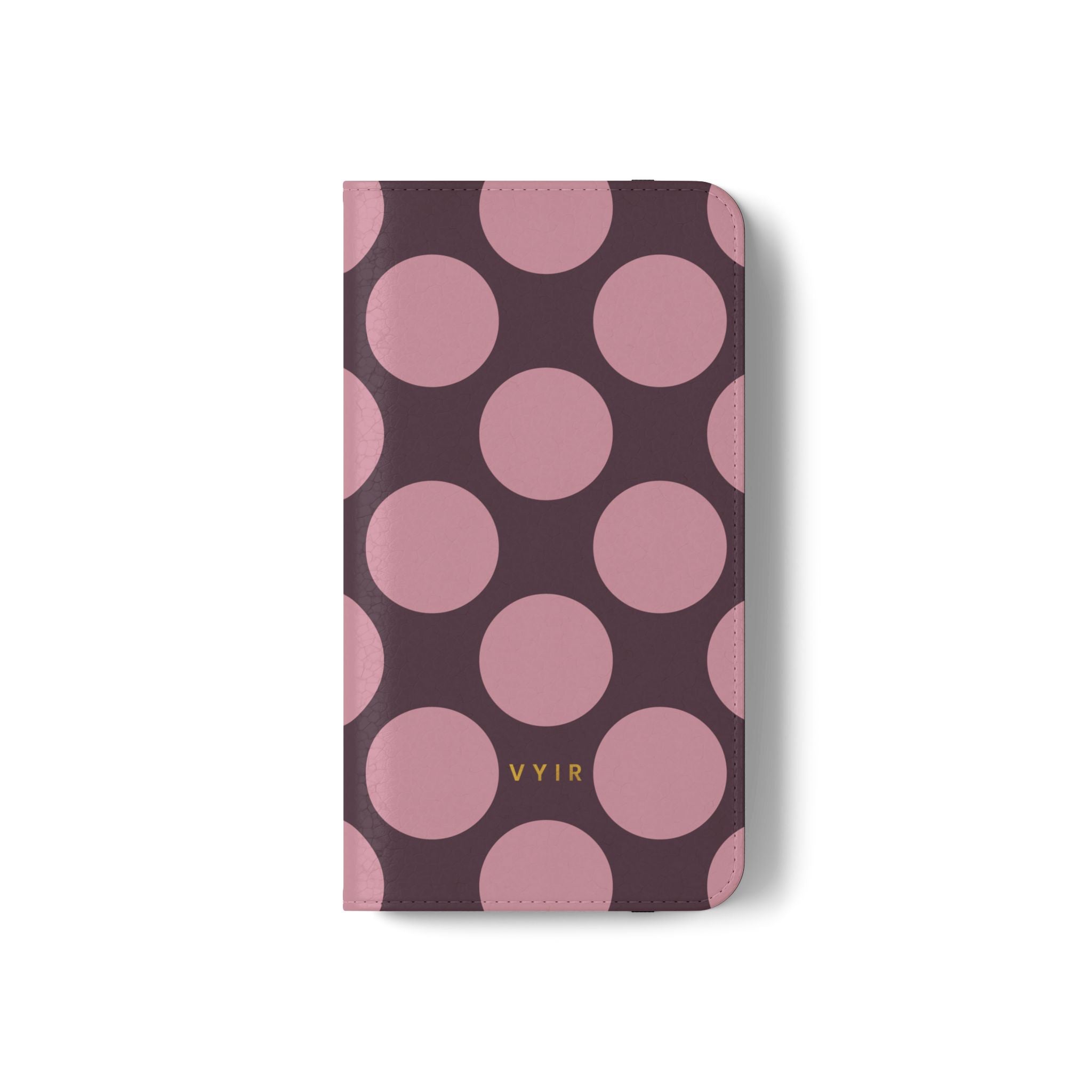 Samsung Galaxy S22 Vegan Leather Wallet Case – Pink Plum Polka Dot Design - VYIR