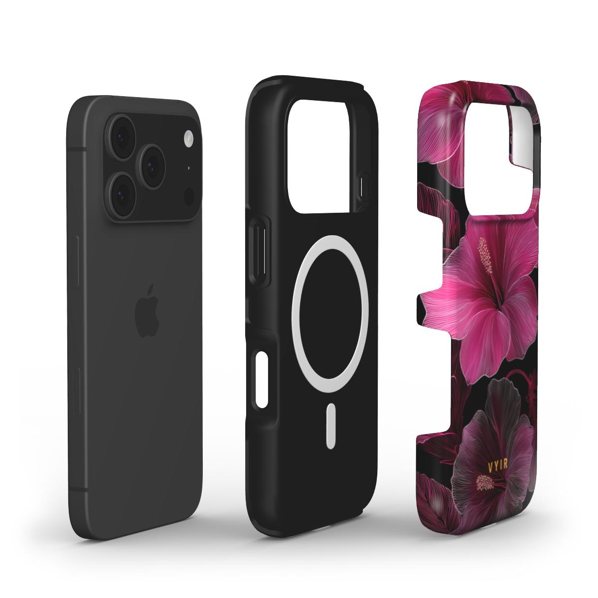 Midnight Hibiscus - Shockproof MagSafe iPhone Case