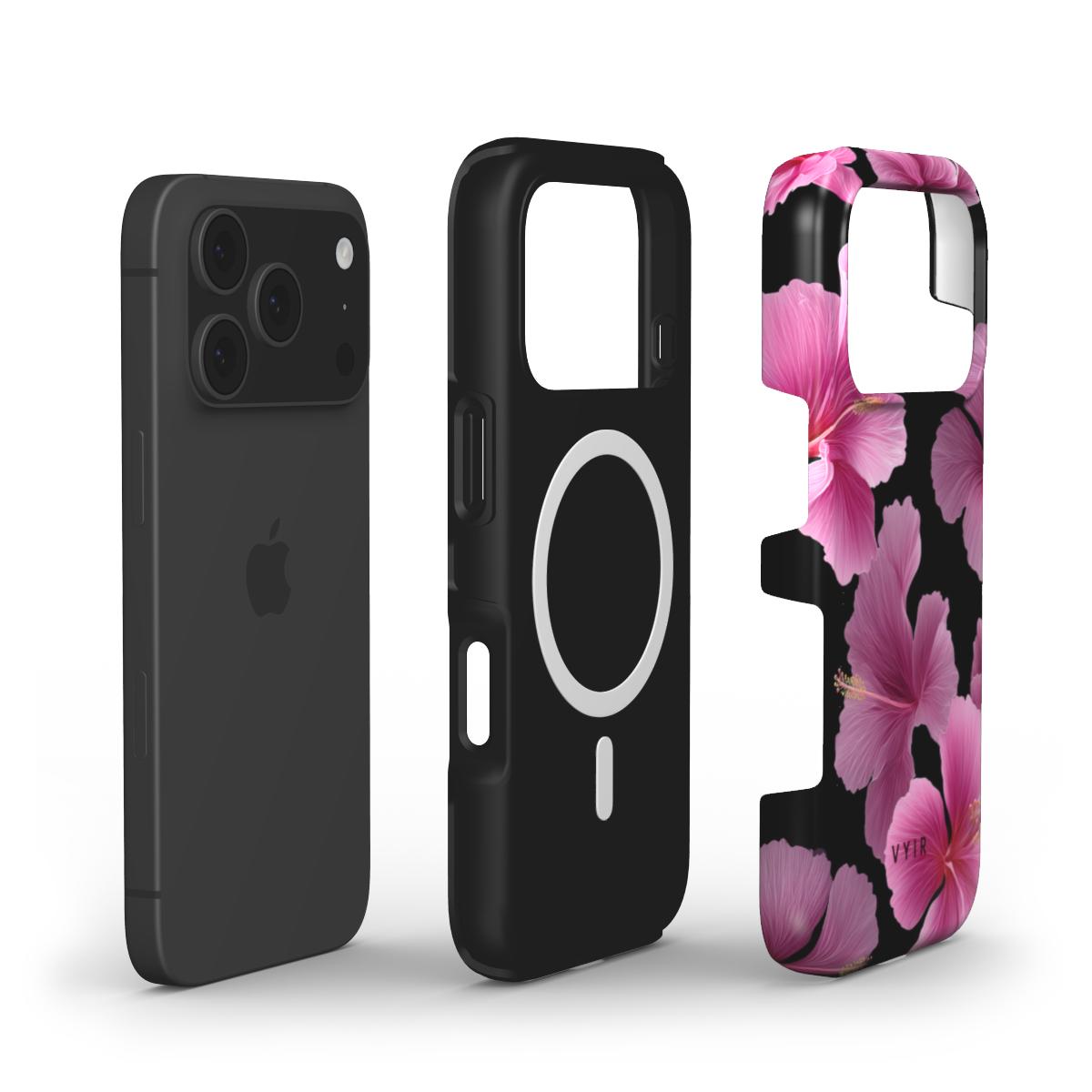 Violet Night Hibiscus - Shockproof MagSafe iPhone Case