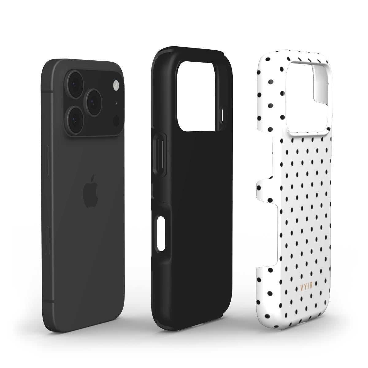 Tiny Polka Dots, Black and White - Shockproof Phone Case