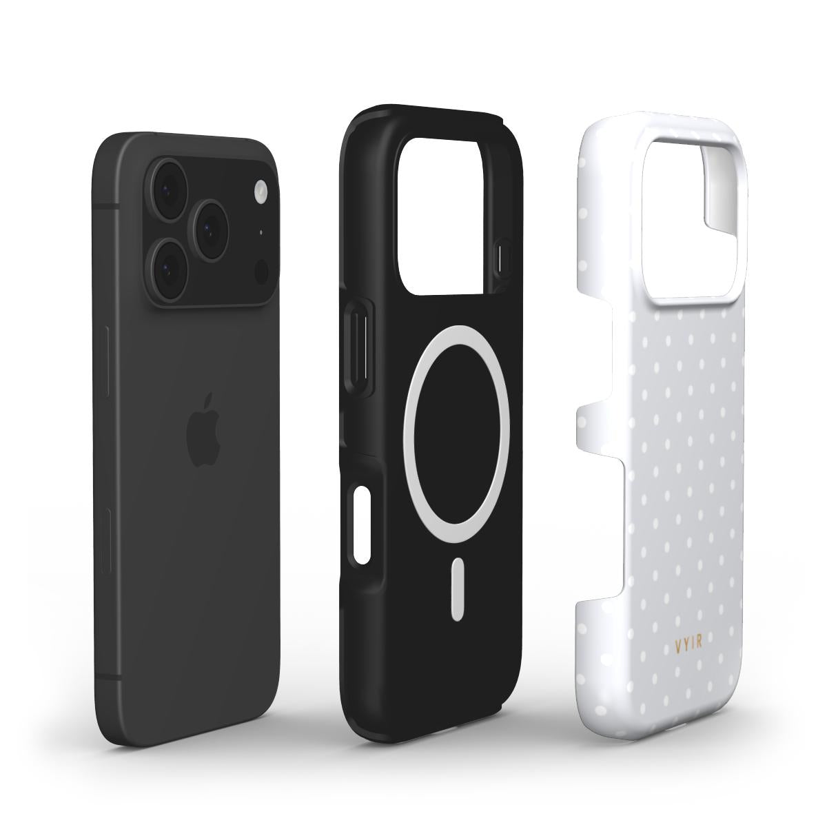 Tiny Polka Dots, Pearl White - Shockproof MagSafe iPhone Case