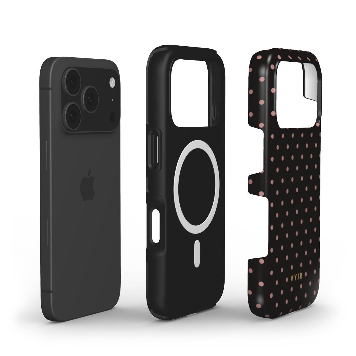 Tiny Polka Dots, Chocolate - Shockproof MagSafe iPhone Case