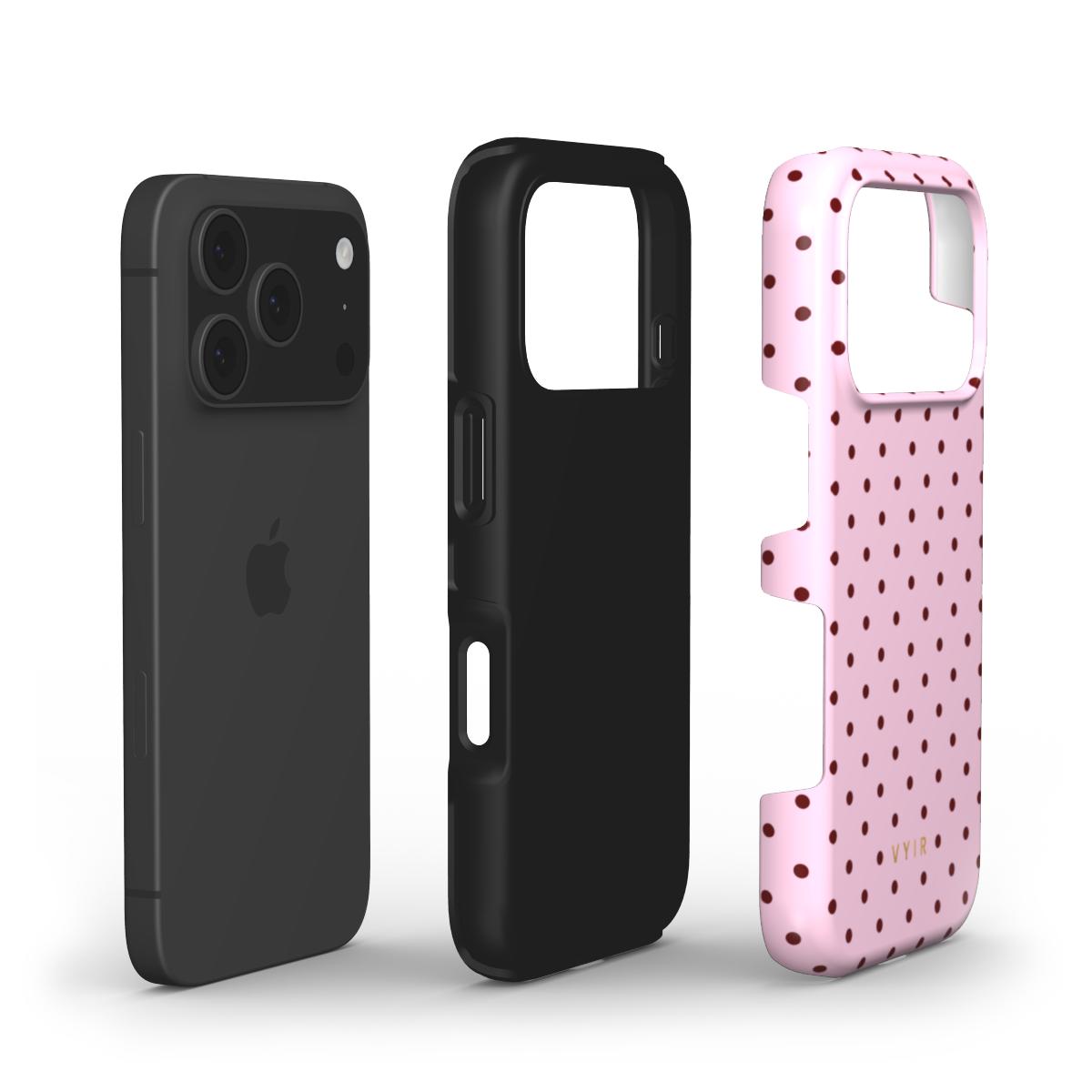 Tiny Polka Dots, Candy Pink - Shockproof Phone Case