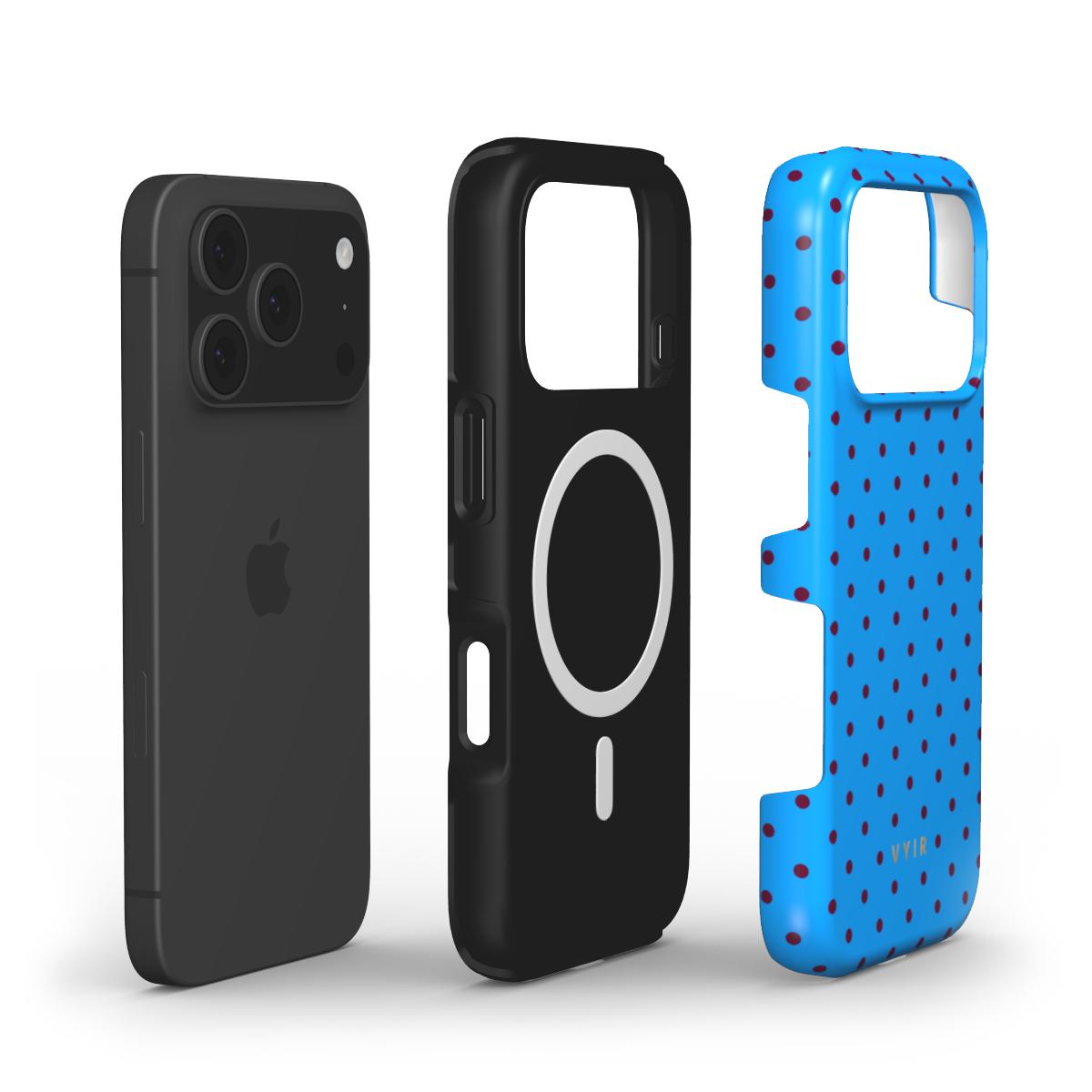 Tiny Polka Dots, Electric Blue - Shockproof MagSafe iPhone Case