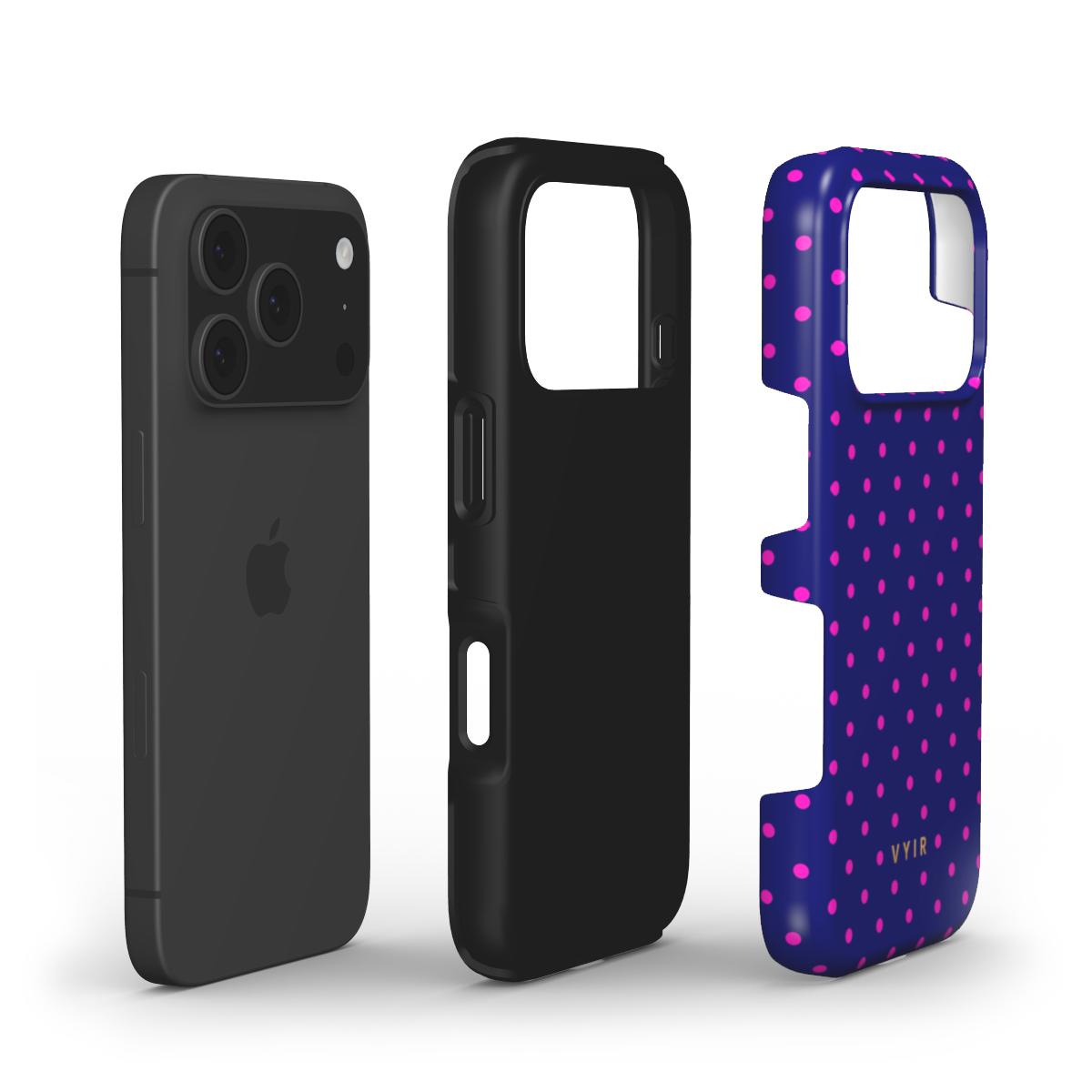 Tiny Polka Dots, Midnight Pink - Shockproof Phone Case
