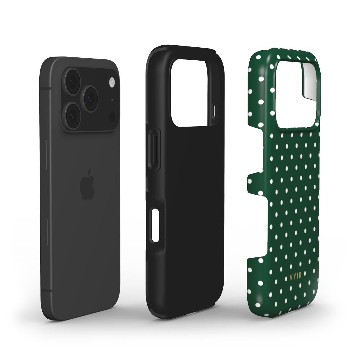 Tiny Polka Dots, Forest Green - Shockproof Phone Case