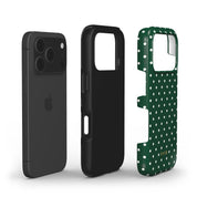 Tiny Polka Dots, Forest Green - Shockproof Phone Case