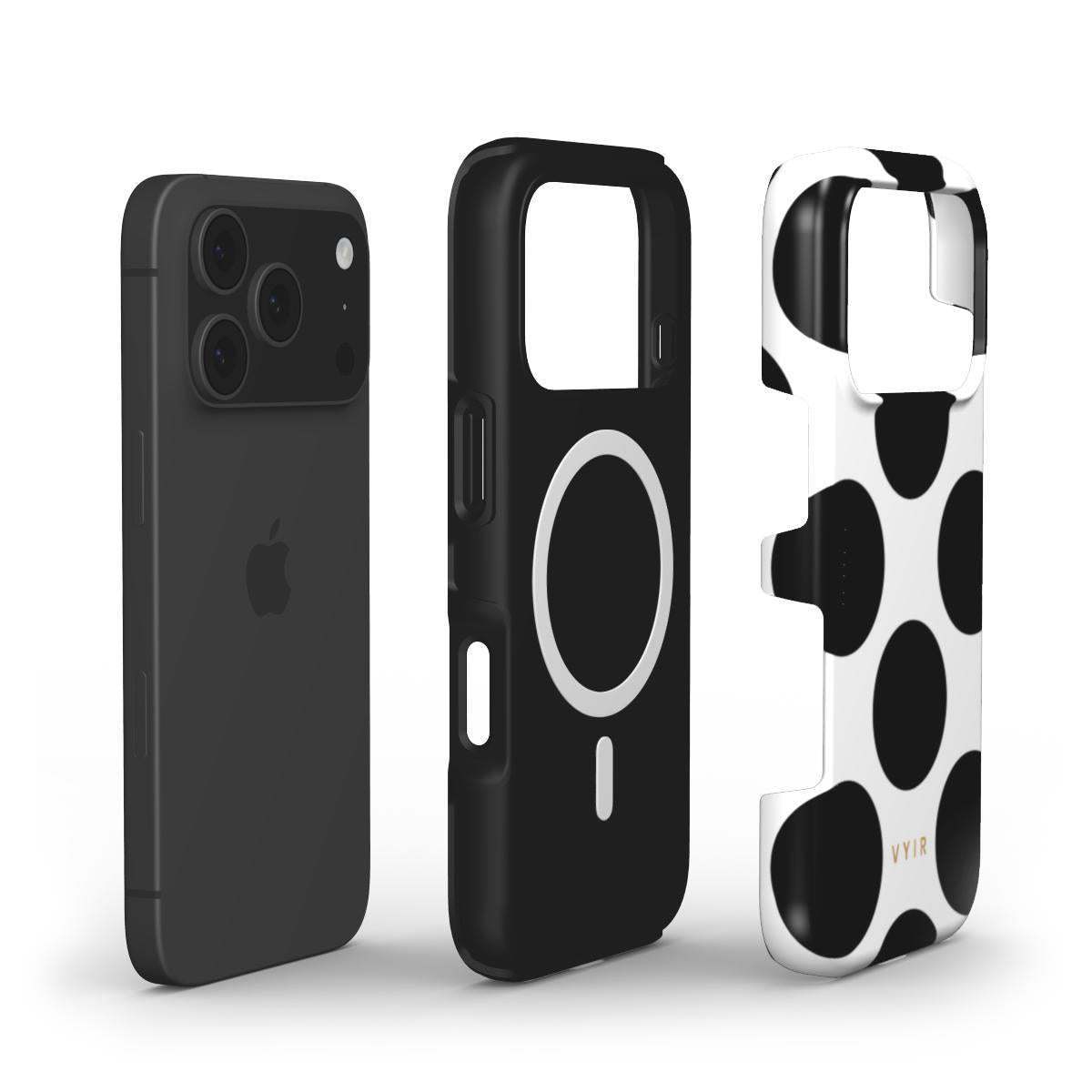 Large Polka Dots, Mono Black - Shockproof MagSafe iPhone Case