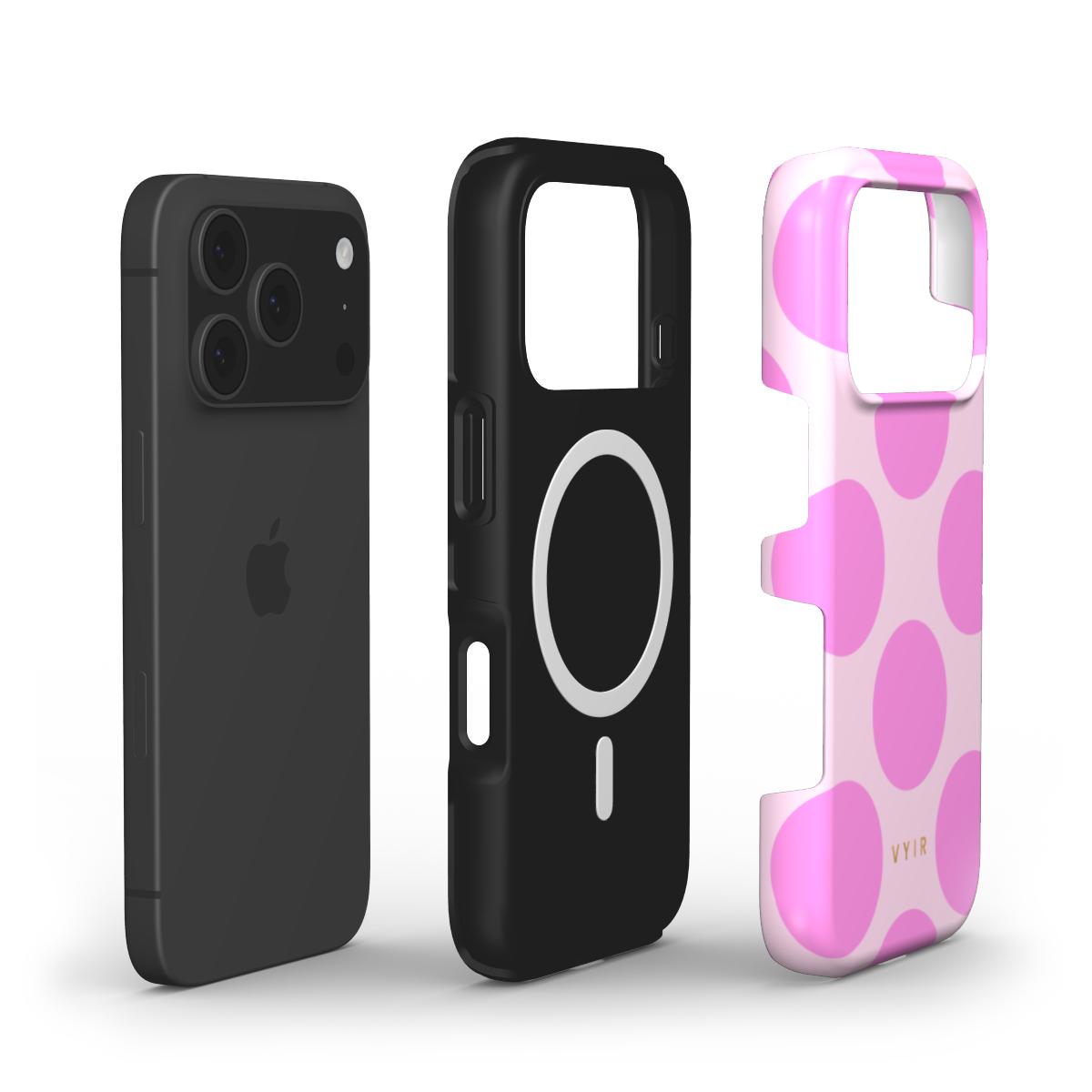 Large Polka Dots, Bubbly Pink - Shockproof MagSafe iPhone Case