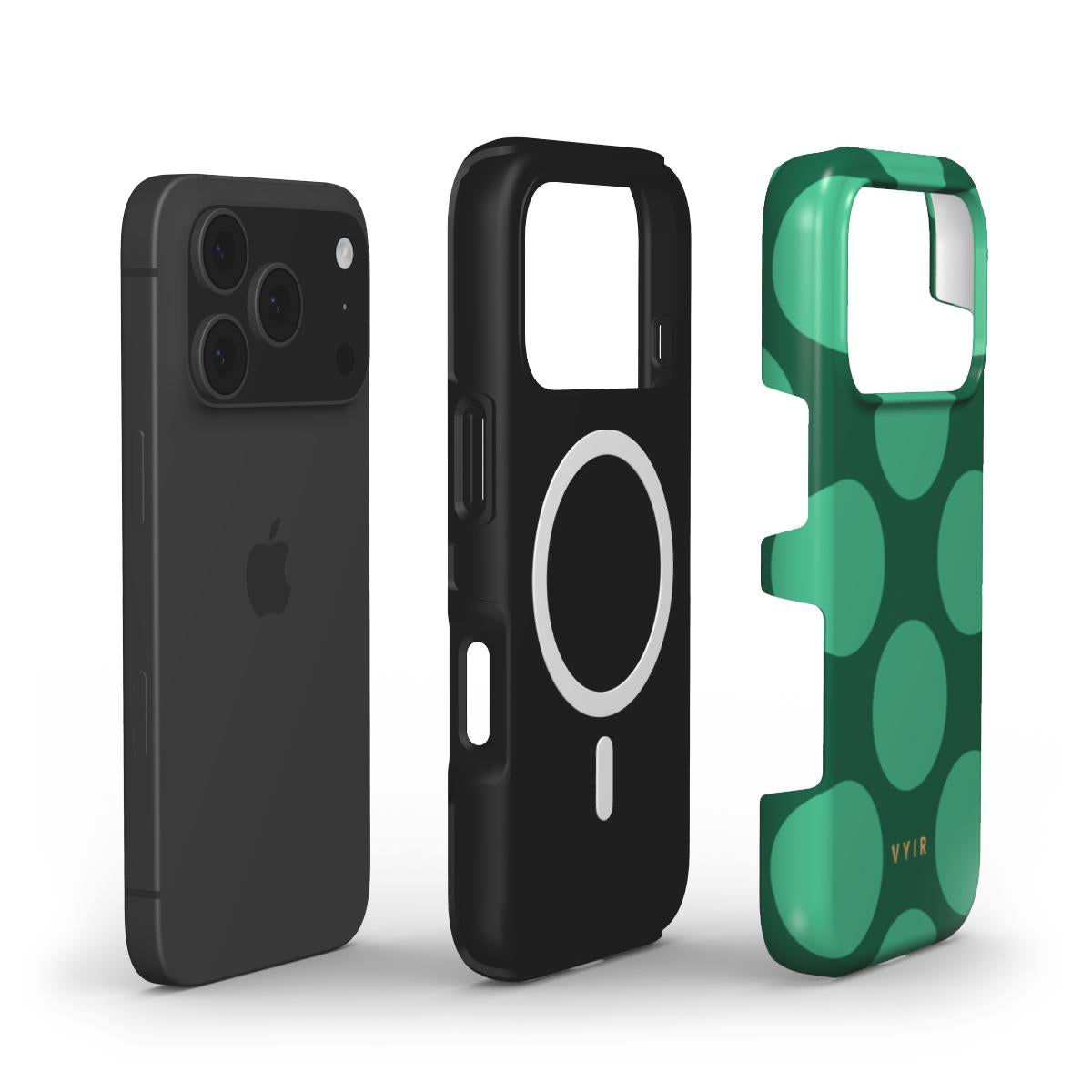Large Polka Dots, Emerald Green - Shockproof MagSafe iPhone Case