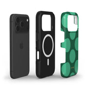 Large Polka Dots, Emerald Green - Shockproof MagSafe iPhone Case