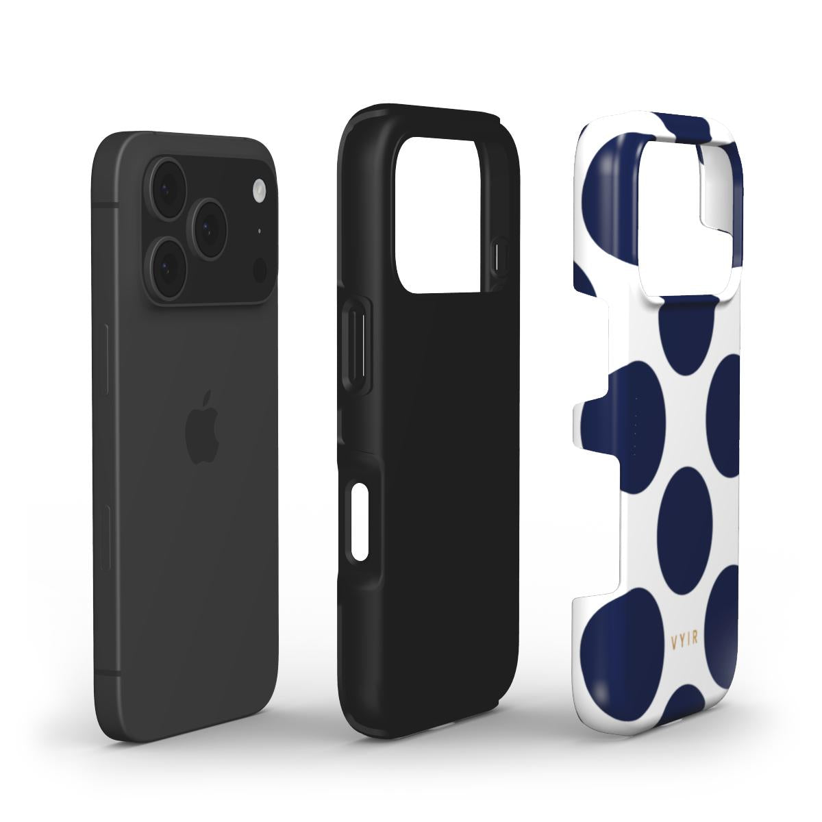 Large Polka Dots, Old Money Blue - Shockproof Phone Case