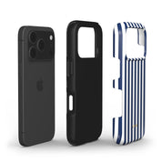 Vertical Stripes, Old Money Blue - Shockproof Phone Case