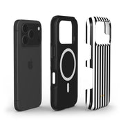 Vertical Stripes, Black and White - Shockproof MagSafe iPhone Case