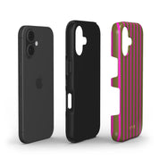 Vertical Stripes, Urban Olive - Shockproof Phone Case