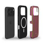Vertical Stripes, Urban Olive - Shockproof MagSafe iPhone Case