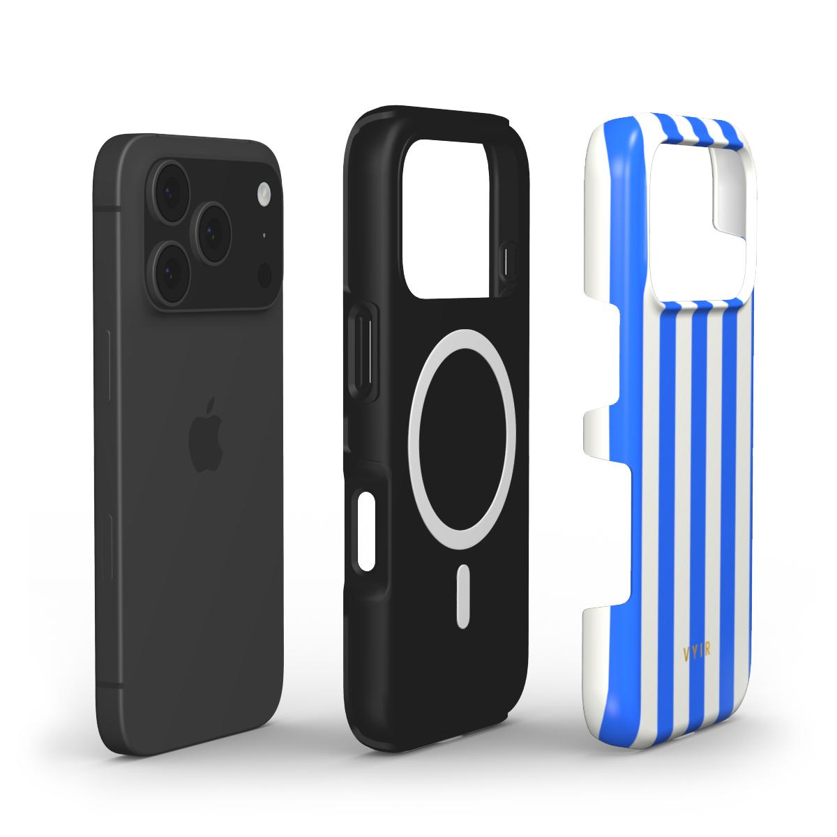 Vertical Stripes, Riviera Blue - Shockproof MagSafe iPhone Case