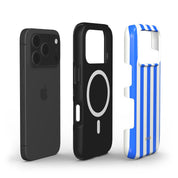 Vertical Stripes, Riviera Blue - Shockproof MagSafe iPhone Case