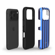 Vertical Stripes, Rivoli Blue - Shockproof Phone Case