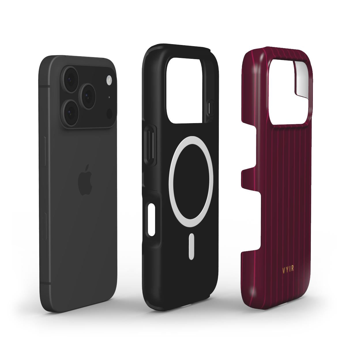 Vertical Stripes, Merlot - Shockproof MagSafe iPhone Case