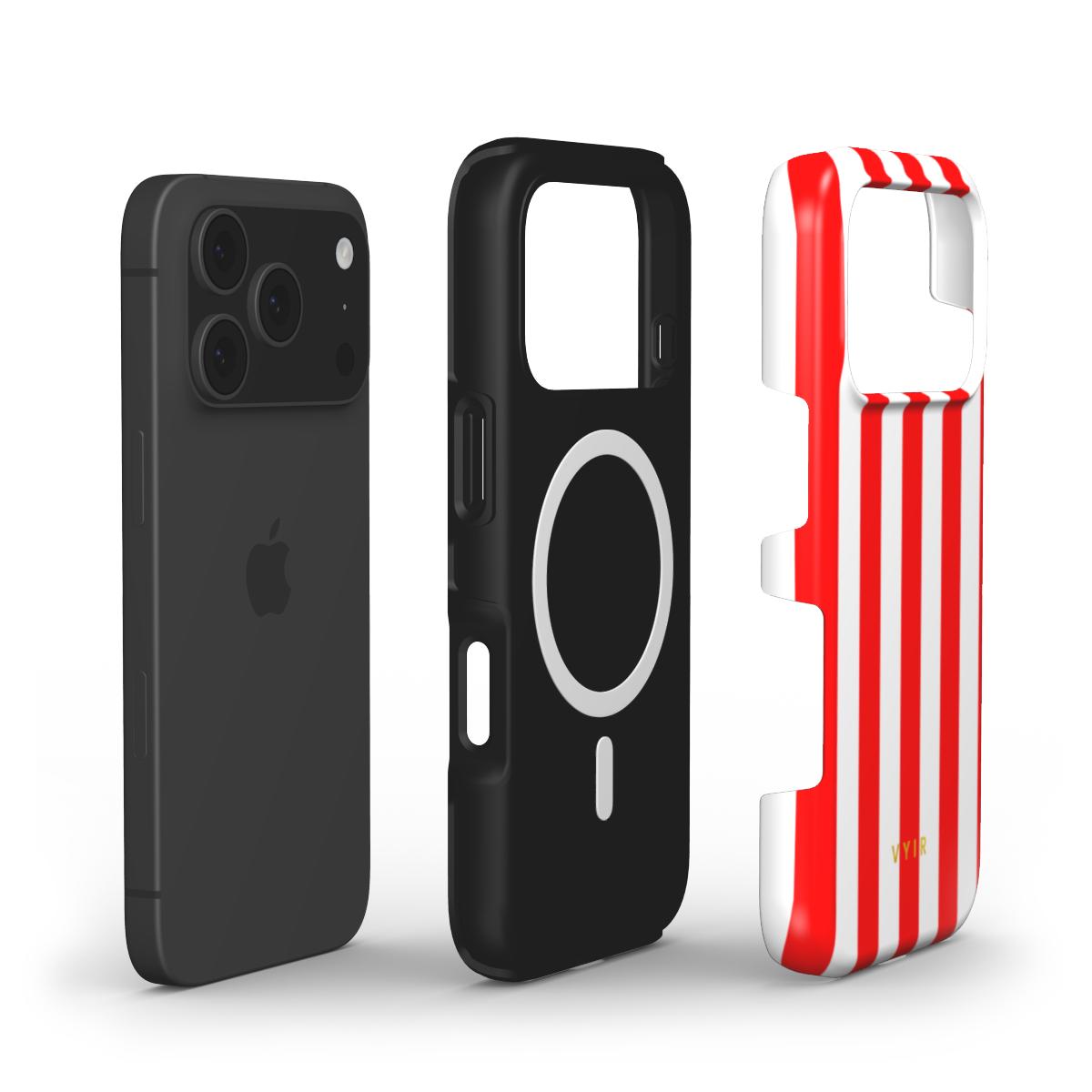 Vertical Stripes, Red Silk - Shockproof MagSafe iPhone Case